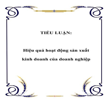 Tiểu luận hiệu quả hoạt động sản xuất kinh doanh của doanh nghiệp