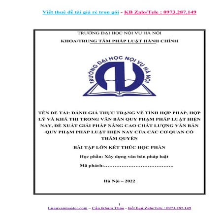 Tiểu Luận Nâng Cao Chất Lượng Văn Bản Quy Phạm Pháp Luật Hiện Nay.docx