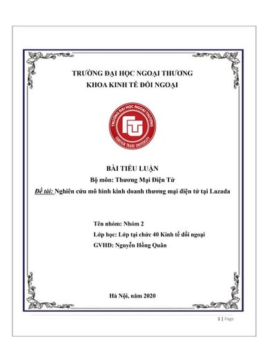 Tiểu luận Thương mại điện tử Nghiên cứu mô hình kinh doanh thương mại điện tử...