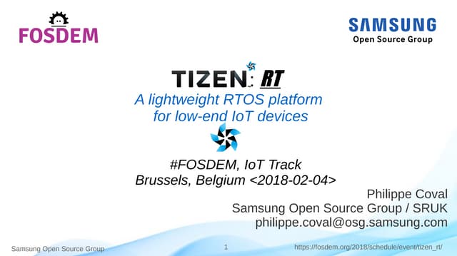 Tizen RT: A Lightweight RTOS Platform for Low-End IoT Devices