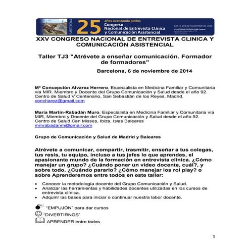 Taller Tj3 atrevete a enseñar comunicacion bcn  2014 para alumnos