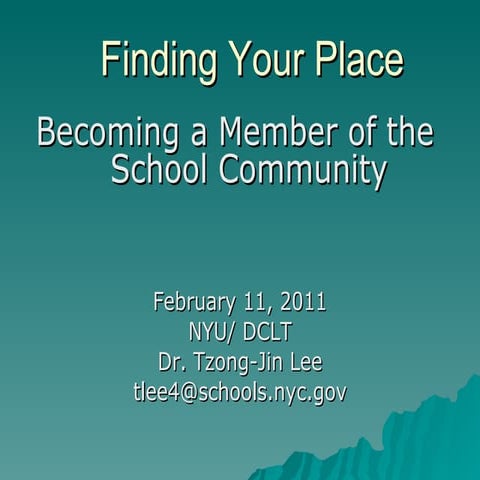 Finding Your Place in the School Community