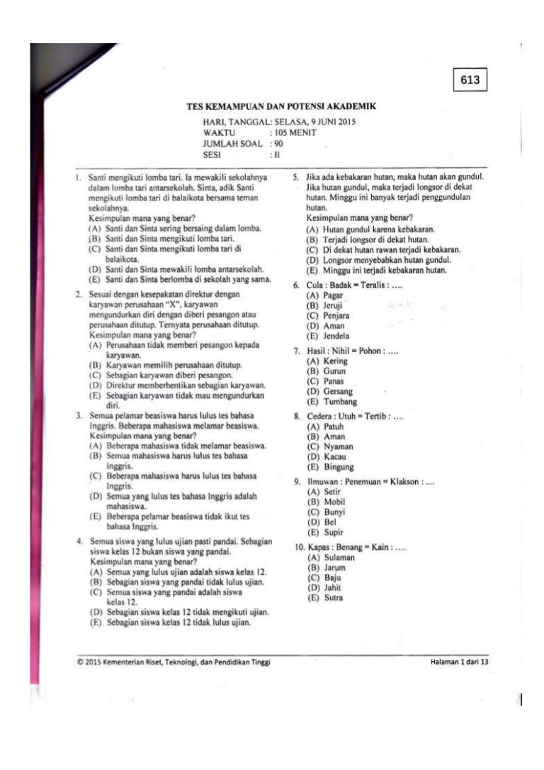 Soal Tkpa Sbmptn 2015