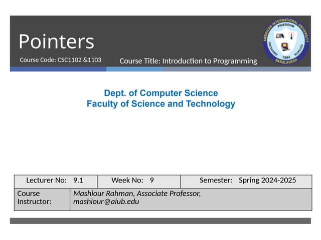 C++ Pointer | Introduction to programming