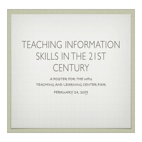 Information Skills for the 21st Century