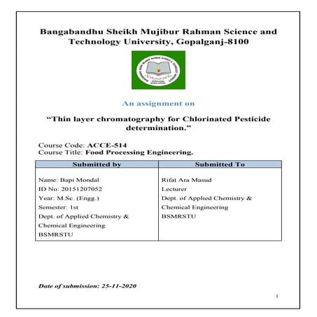 TLC for chlorinated pesticide determination Bapi Mondal 
