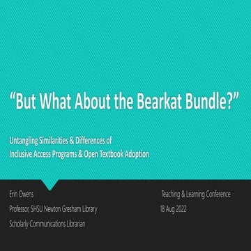 "But What About the Bearkat Bundle?" Untangling Similarities & Differences of...