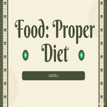 HOME ECONOMICS LITERACY: FOOD PROPER DIET