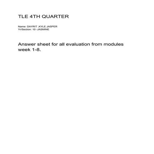 TLE 4TH QUARTER | PDF