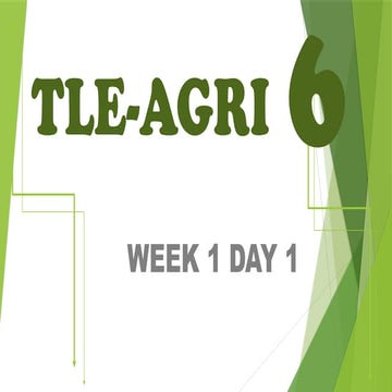 TECHNOLOGY AND LIVELIHOOD EDUCATION 6-AGRICULTURE 6 QUARTER 2 WEEK 1