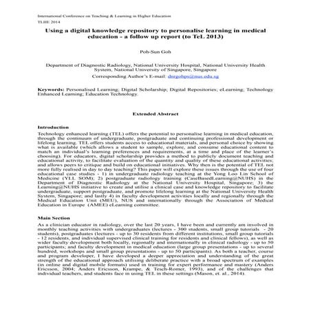 Using a digital knowledge repository to personalise learning in medical educa...