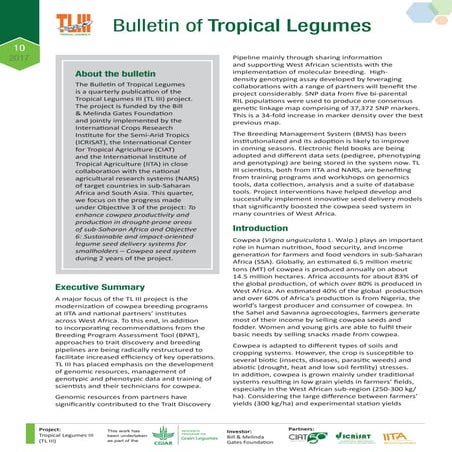 Tenth bulletin of the quarterly publication of Tropical Legumes III (TL III) ...