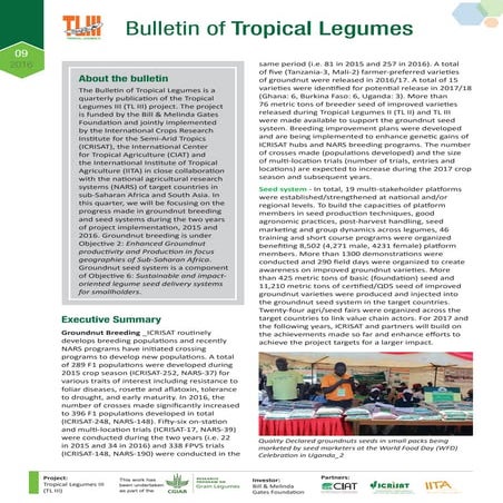 Ninth bulletin of the quarterly publication of Tropical Legumes III (TL III) project