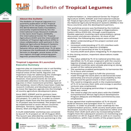 Fourth bulletin of the quarterly publication of Tropical Legumes III (TL III)...