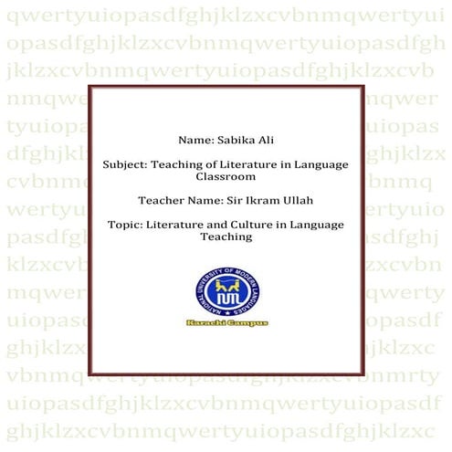 Literature and Culture. Strategies to overcome cultural problems in language ...