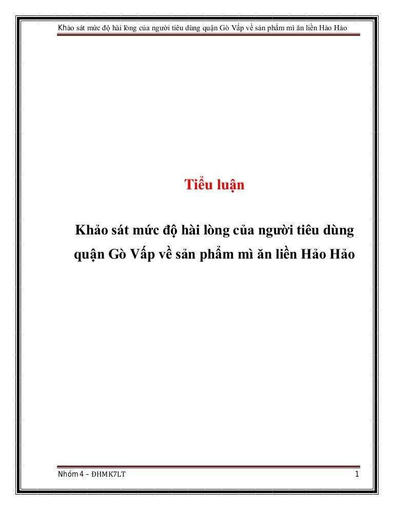 Đề tài: Khảo sát mức độ hài lòng của người tiêu dùng về sản ...