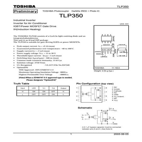 Original Opto TLP350 P350 350 DIP-8 New Toshiba