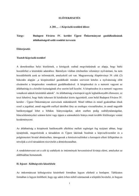 Átláthatóság rendelettervezet