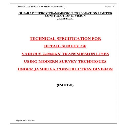HV Transmission line specifications