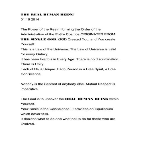 The Genuine Human Being - Excerpts from The Knowledge Book