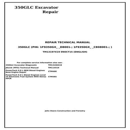 TM13197X19 John Deere 350GLC Excavator Repair Technical Manual.pdf