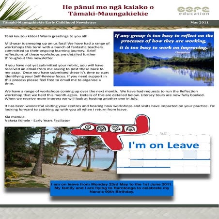 Tāmaki maungakiekie cluster_newsletter_may_11