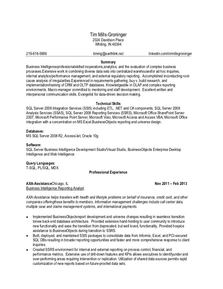 ssrs sample resume