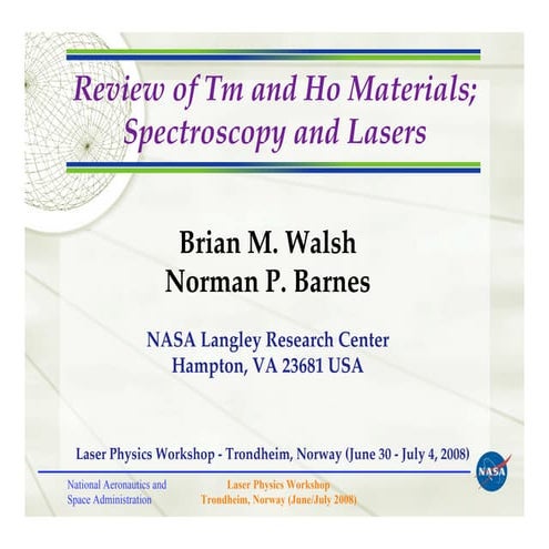 Review of Tm and Ho Materials;
