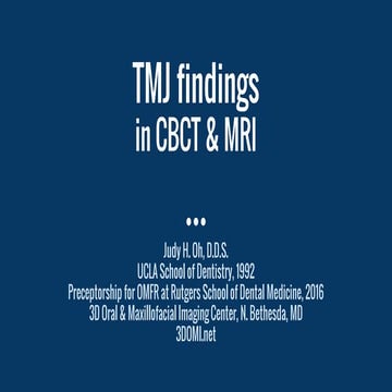 Tmj findings in cbct &amp; mri