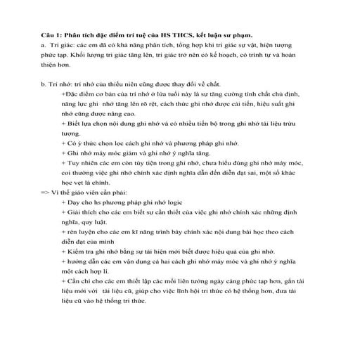 Câu hỏi on thi Tâm lí học 2