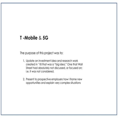 T Mobile's Opportunity to win Sprint and 5G