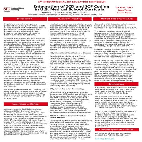 24: Integration of ICD and ICF Coding in U.S. Medical School Curriculum [Sale...