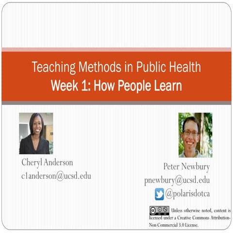 TMPH Fa14 Week 1: How People Learn