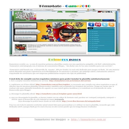 Témplate Game2010 Documentación