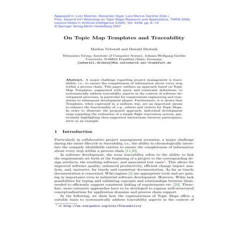 On Topic Map Templates and Traceability