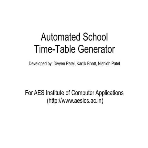 Automated School Time Table Generator