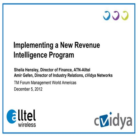 TM Forum Presentation with cVidya and Alltel