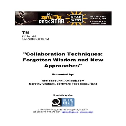 Collaboration Techniques: Forgotten Wisdom and New Approaches