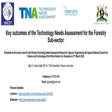 Key outcomes of the Technology Needs Assessment for the Forestry Sub-sector.
