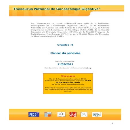 TNCD: Cancer du pancréas | PDF