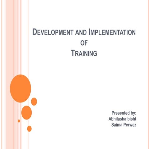 Training and development (development and implemntation)