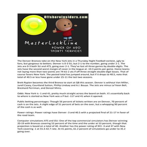 Week 4 NFL Betting! Broncos-Jets Betting Breakdown