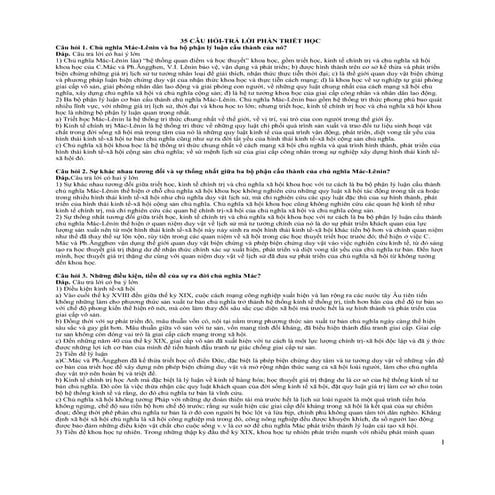 Tổng hợp 35 câu hỏi phần triết học kèm trả lời