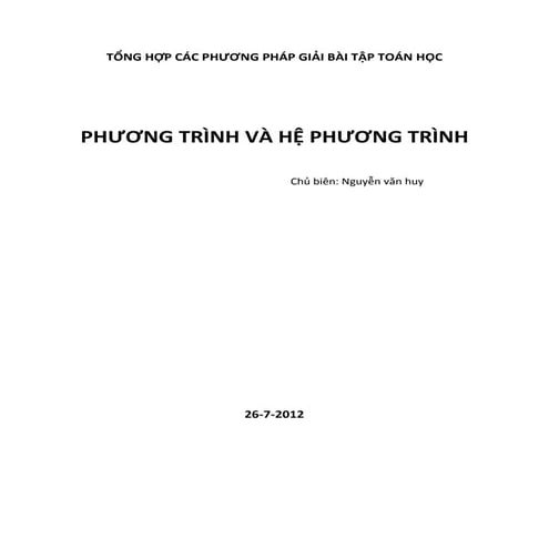 Tổng hợp các phương pháp giải phương trình và hệ phương trình môn toán