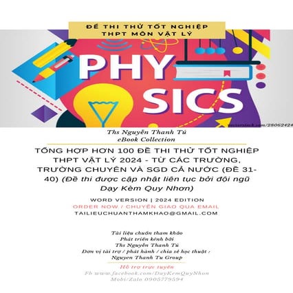 TỔNG HỢP HƠN 100 ĐỀ THI THỬ T﻿ỐT NGHIỆP THPT VẬT LÝ 2024 - TỪ CÁC TRƯỜNG, TRƯ...