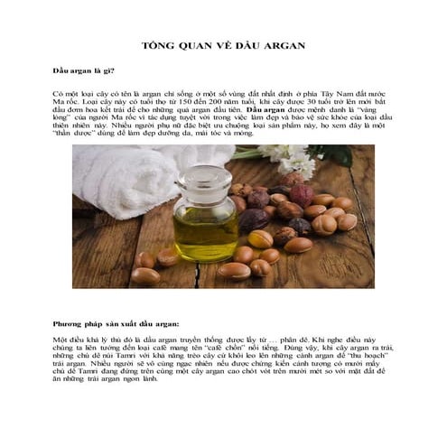 TỔNG QUAN VỀ DẦU ARGAN