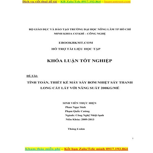Tính toán, thiết kế máy sấy bơm nhiệt sấy thanh long cắt lát với năng suất 200kg mẻ.doc