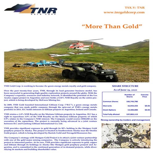 TNR Gold Fact Sheet