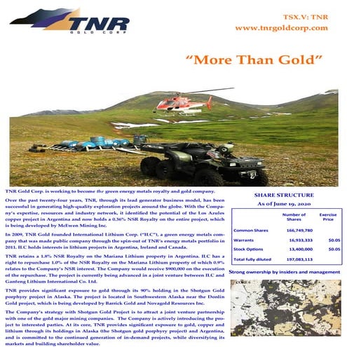 TNR Gold Fact Sheet