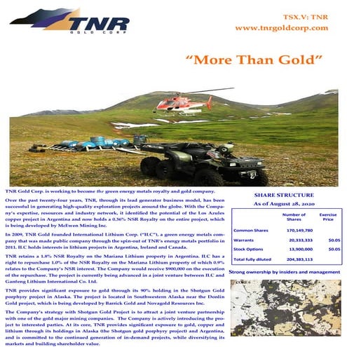 TNR Gold Fact Sheet